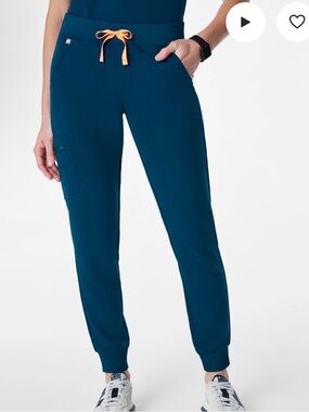 Figs High Waist Zamora Jogger Scrub Pants Deep Reef Blue PO 2920 XS Petite